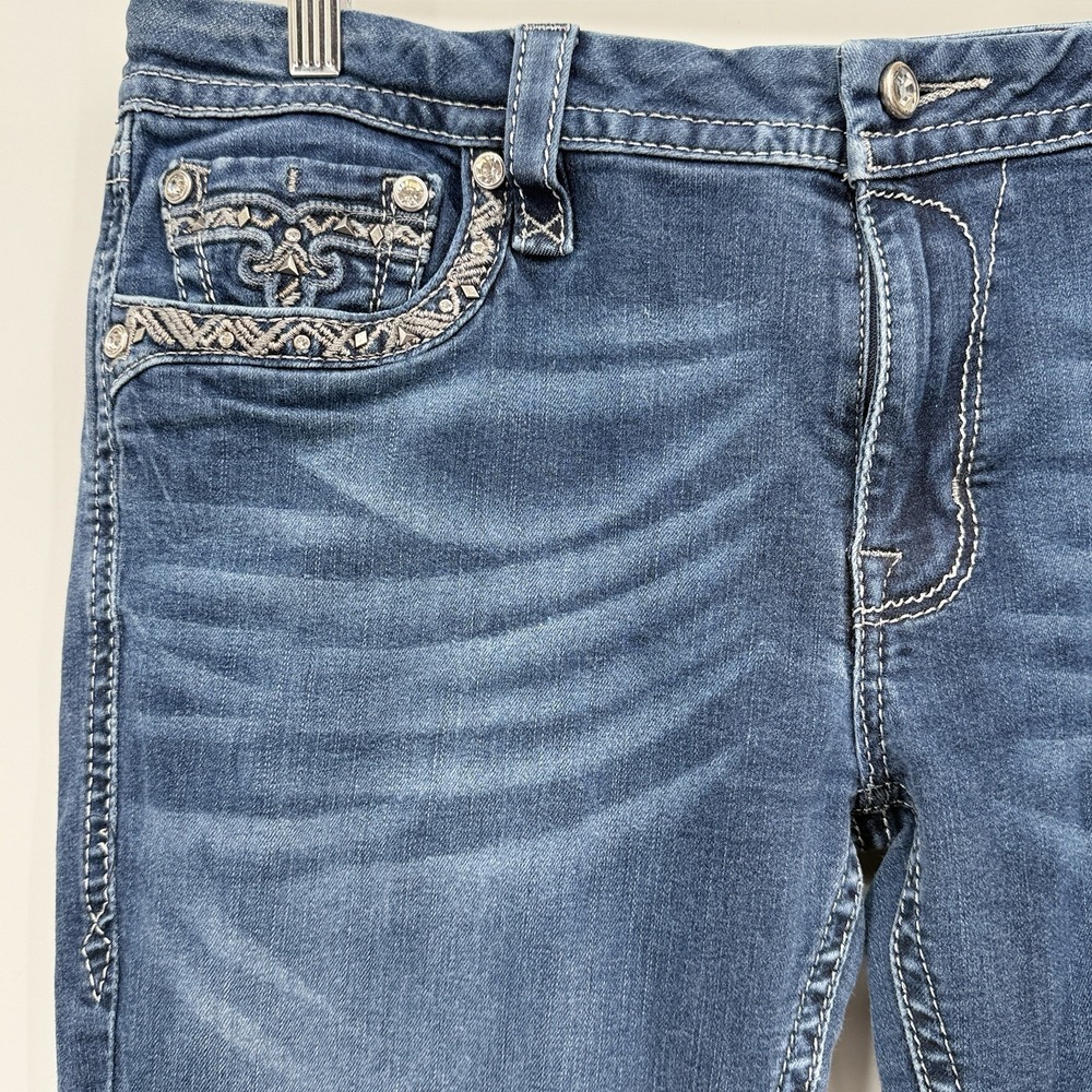 ROCK REVIVAL Women's JAZLYN Crystals Embellished Low Rise Boot Jeans 34 x 32 - Picture 2 of 7